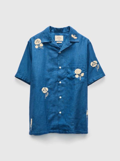 Embroidery Nature Ramie Shirt in Blue