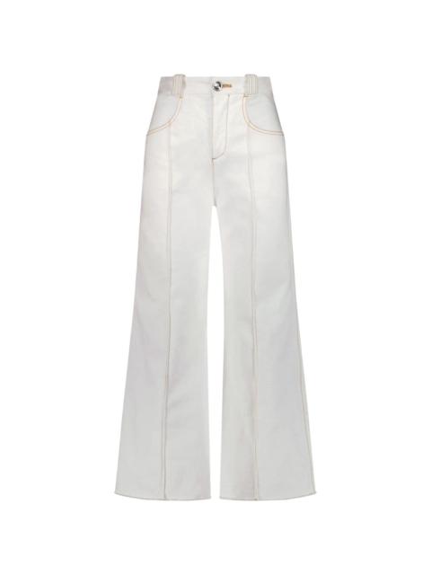 wide-leg contrast-stitch jeans