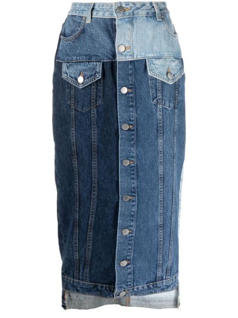 patchwork denim skirt