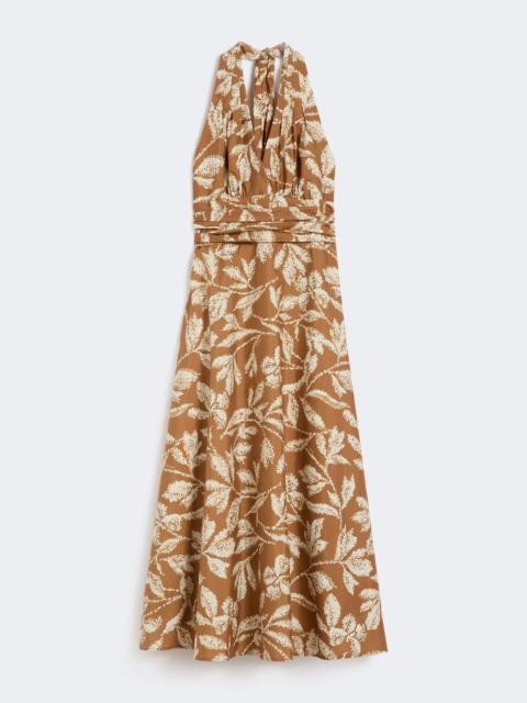 Long dress in printed poplin - CARAMEL