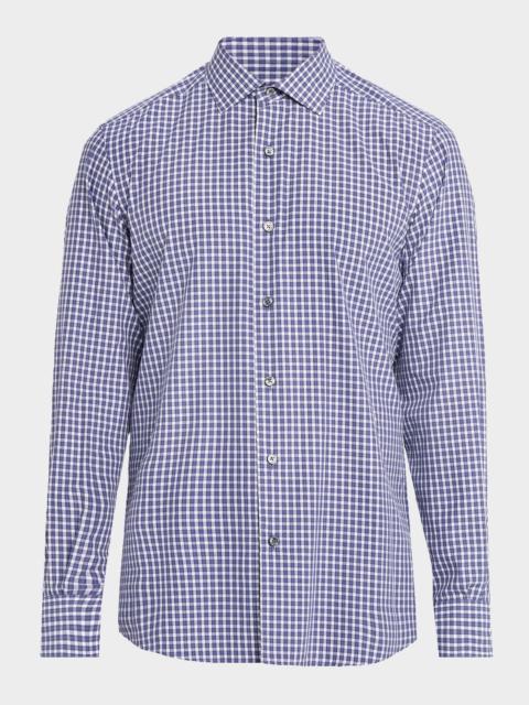 Men's Petite Plaid Cotton Button-Down Shirt