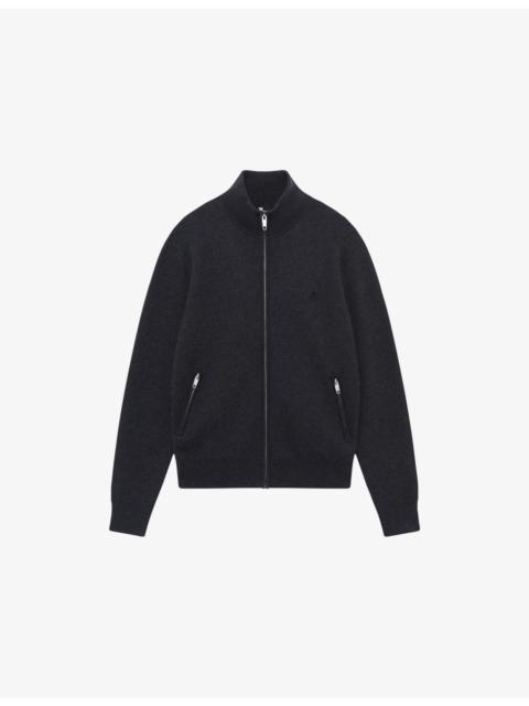 Zip-Through Cotton-Blend Knitted Cardigan