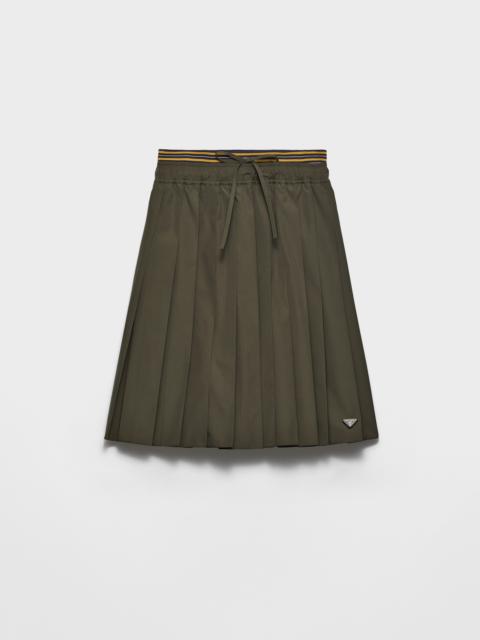 Pleated poplin midi-skirt