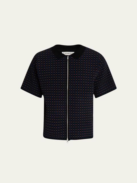 Men's Geometric Jacquard Zip Sweater