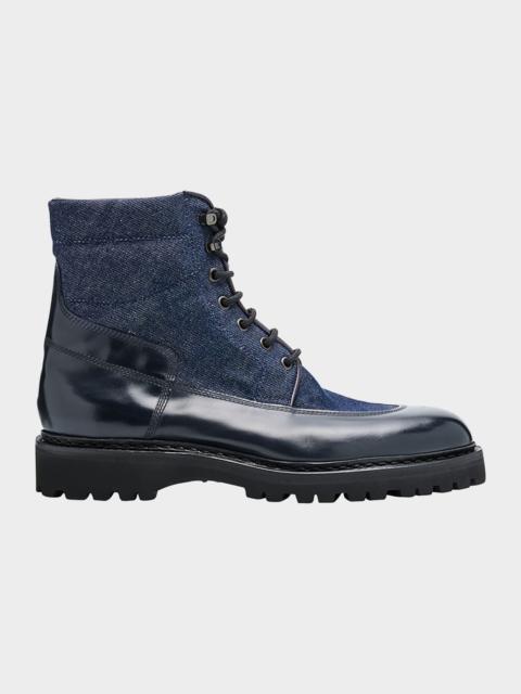Men's Peak Denim and Leather Lace-Up Boots