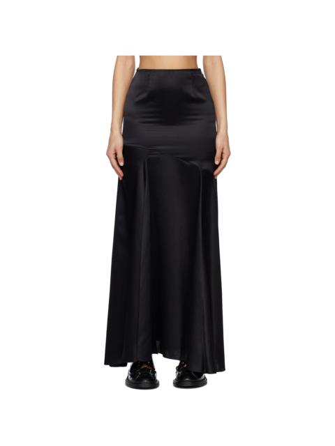 Black Long Slit Bias Cut Maxi Skirt