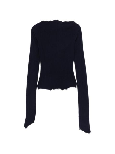 frayed long-sleeved T-shirt