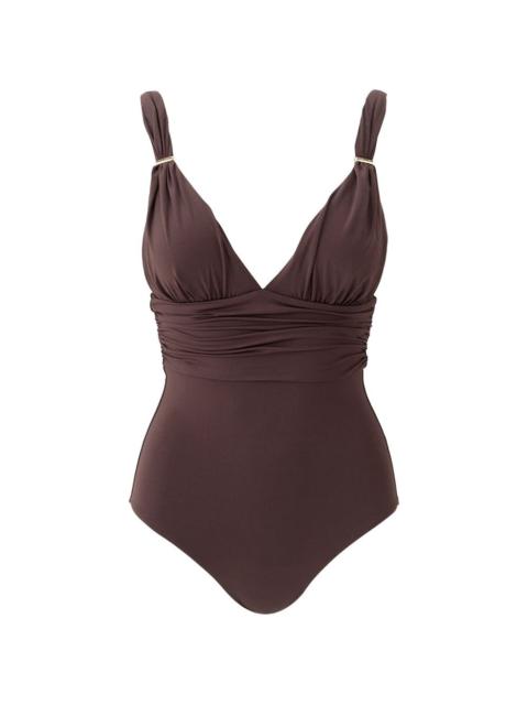 Panarea V-neck ruched swimsuit