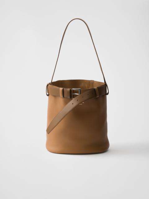 Prada Buckle leather bucket bag with belt