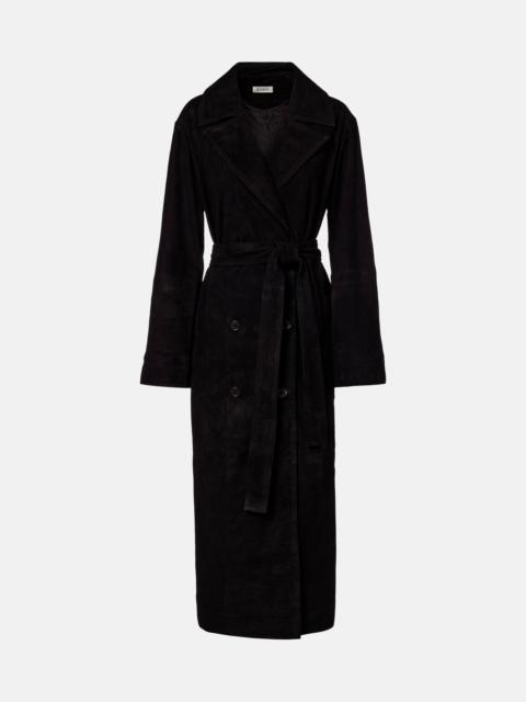 Suede wrap coat