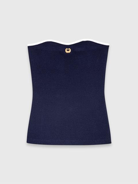 Contrast-knit bustier top