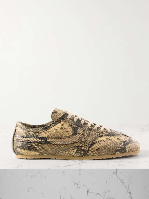 Paneled snake-effect leather sneakers Snake print