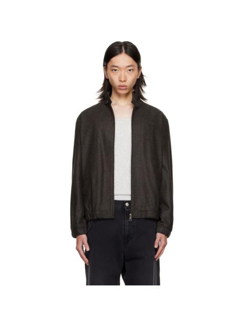 Brown Wool Harrington Jacket