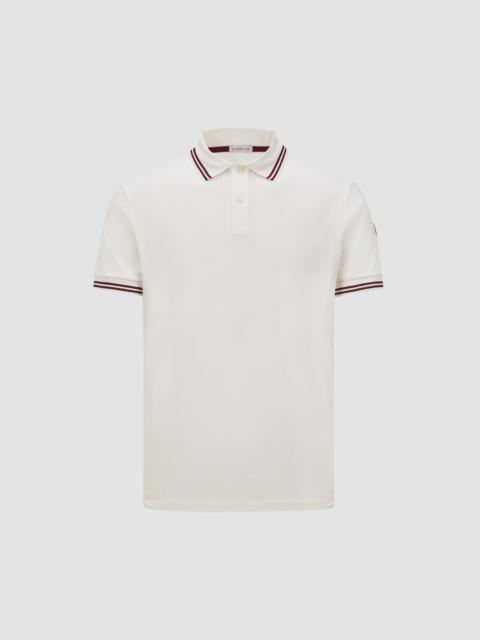 Striped Trim Cotton Piquet Polo Shirt