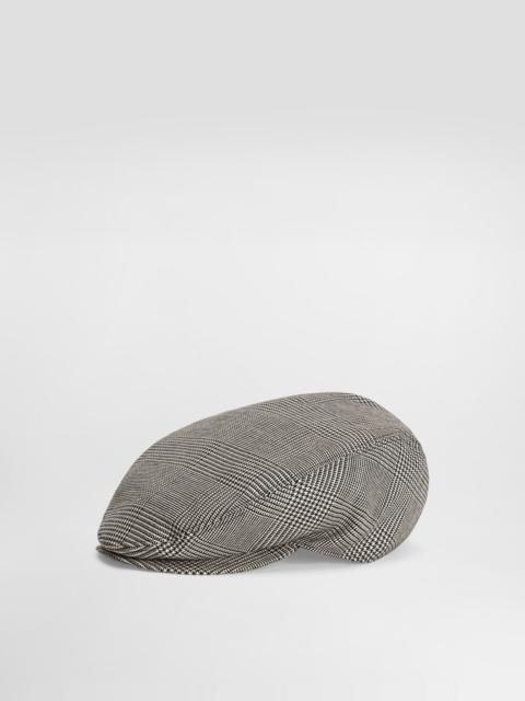 Virgin wool glen plaid flat cap