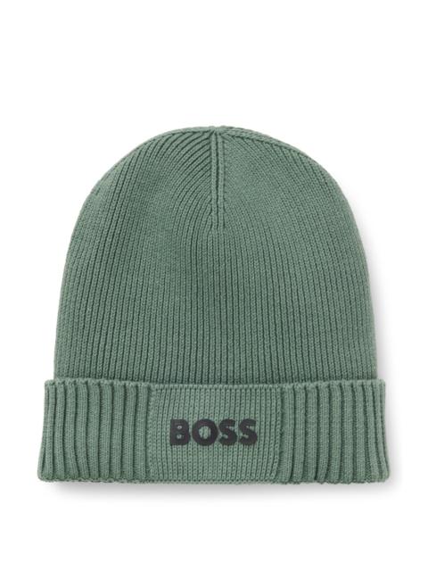 LOGO-DETAIL BEANIE HAT IN COTTON AND VIRGIN WOOL