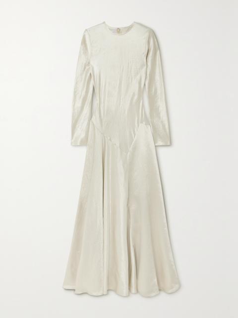 Yara Paneled Hammered-satin Gown