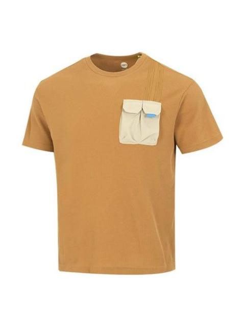 Men's adidas neo Contrasting Colors Pocket Athleisure Casual Sports Round Neck Short Sleeve Wheat T-