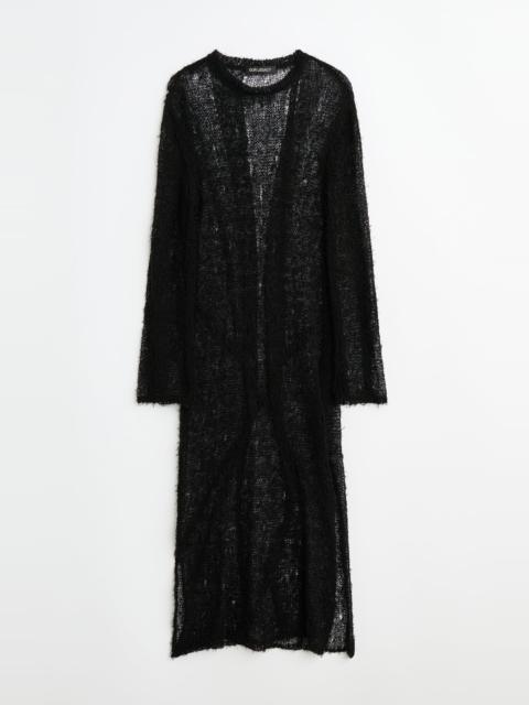 Tower Dress Black Ragged Open Linen