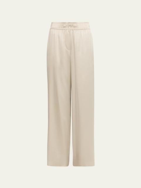 Stretch Silk Satin Track Trousers