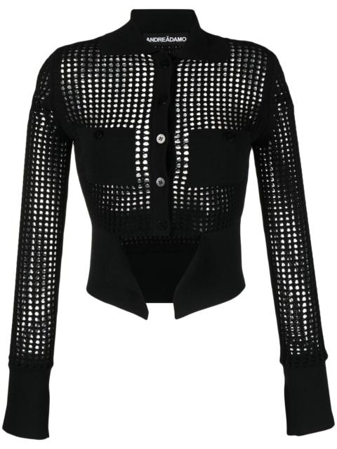 open-knit panelled cardigan