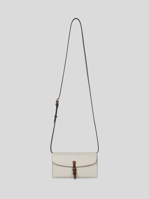 TWO-TONE LEATHER PONY WALLET WITH SHOULDER STRAP