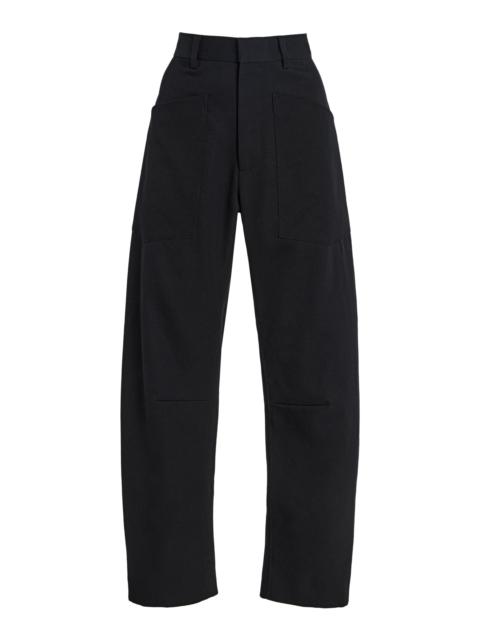 Shon Wool Barrel-Leg Pants black
