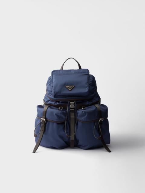 Re-Nylon and leather backpack