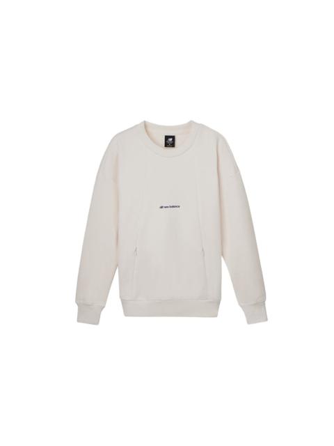 (WMNS) New Balance Classic Logo Print Sweatshirt 'White Purple' AWT04308-PLW
