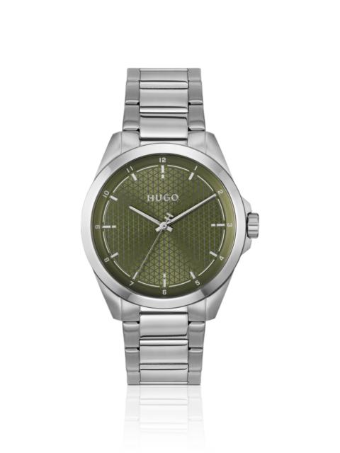 SEAM STAINLESS-STEEL WATCH WITH GREEN TEXTURED DIAL