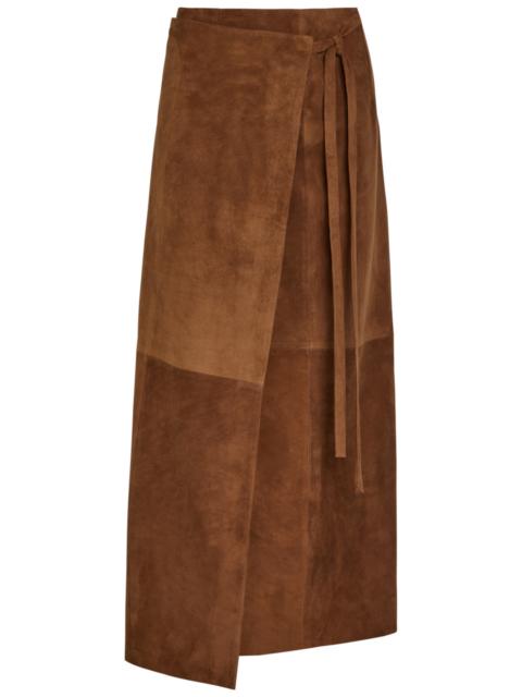 Nour Hammour Suede Wrap Midi Skirt