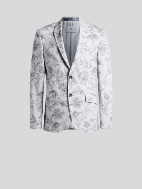 SINGLE-BREASTED COTTON-BLEND JACKET WITH FLORAL MOTIF