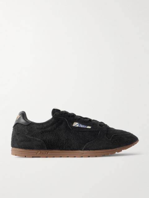 Windspin Leather-trimmed Perforated Brushed Suede Sneakers