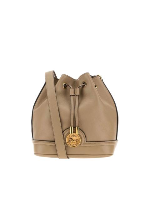 Cappuccino leather drawstring bucket bag