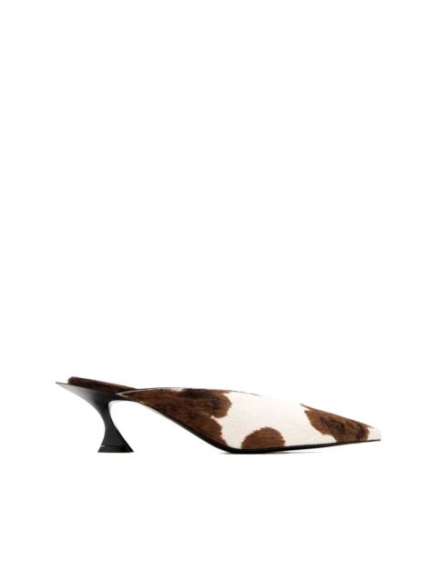55 Fang cowhide pointed-toe mules