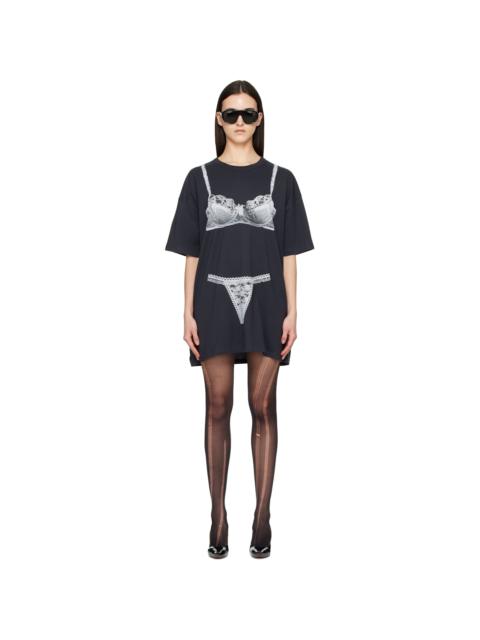 Black Trompe L'Oeil Tall Tee Minidress