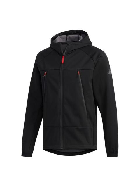 adidas Softshell HO Outdoor Casual Sports Hooded Jacket Black EH3945