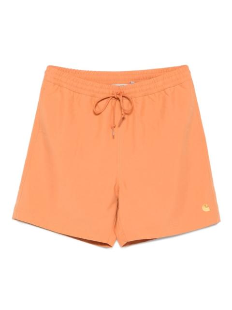 drawstring-waist embroidered-logo swim shorts