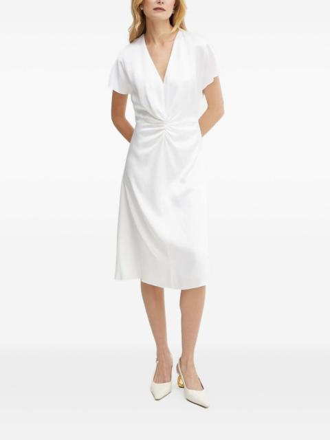 V-neck twisted midi dress