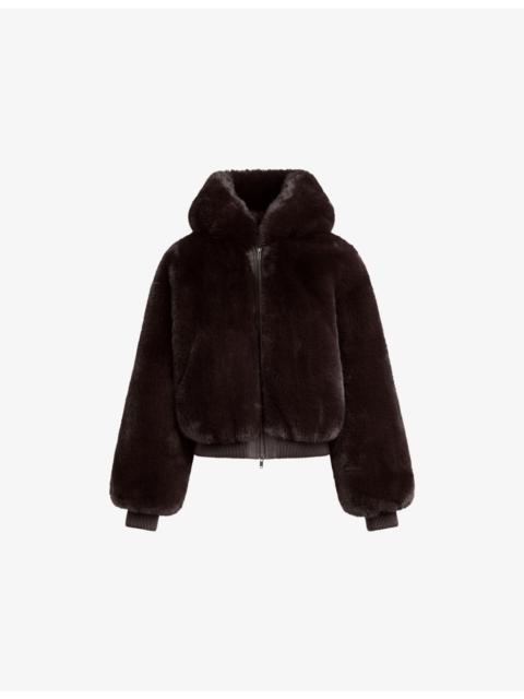 Hooded Zip-Up Faux-Fur Jacket