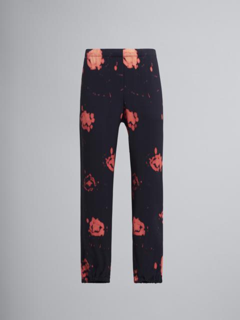 FADED ROSES PRINT VISCOSE SABLÉ TROUSERS