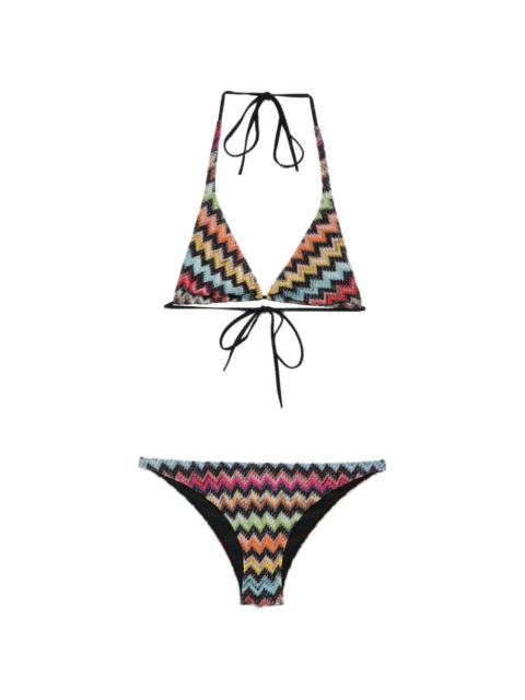 zigzag-knit bikini