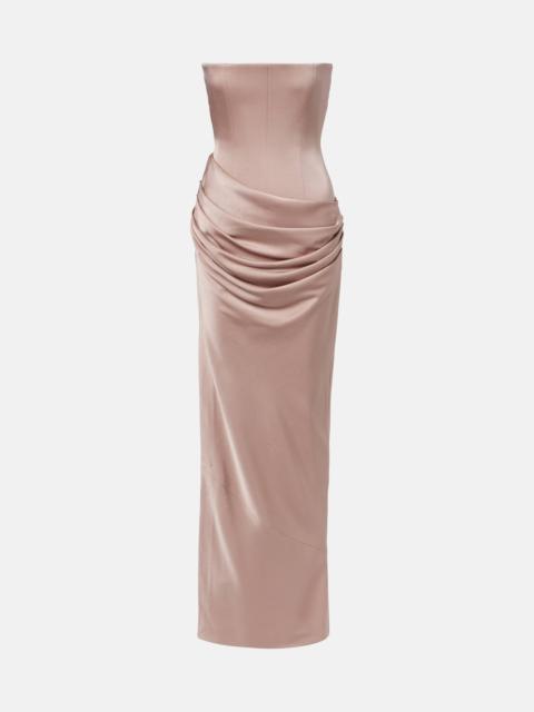 Draped satin corset gown