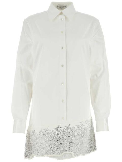 crystal-embellished cotton shirtdress
