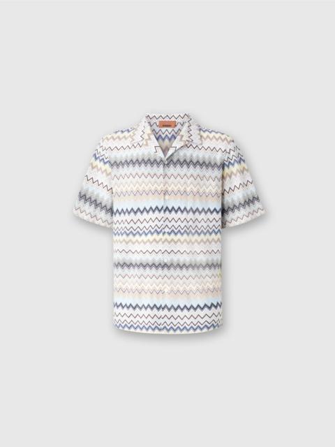 Bowling-cut shirt in zig zag cotton