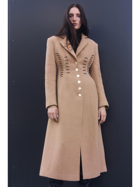 Wool Polished Whip Stitch Tailored Midi Coat