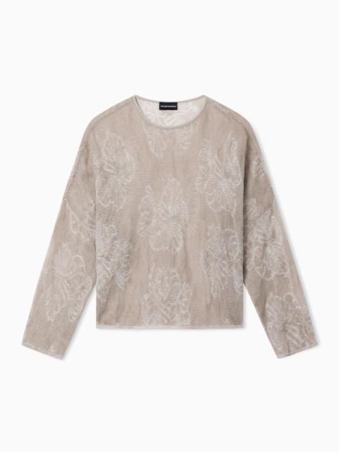 TWO-TONE FLORAL MOTIF JACQUARD JUMPER
