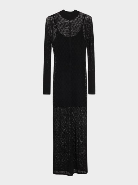 Lace Mock-Neck Maxi Dress