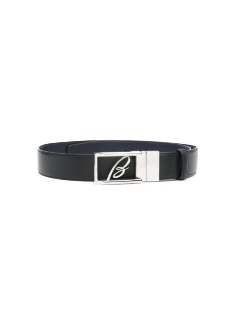 logo-buckle reversible leather belt