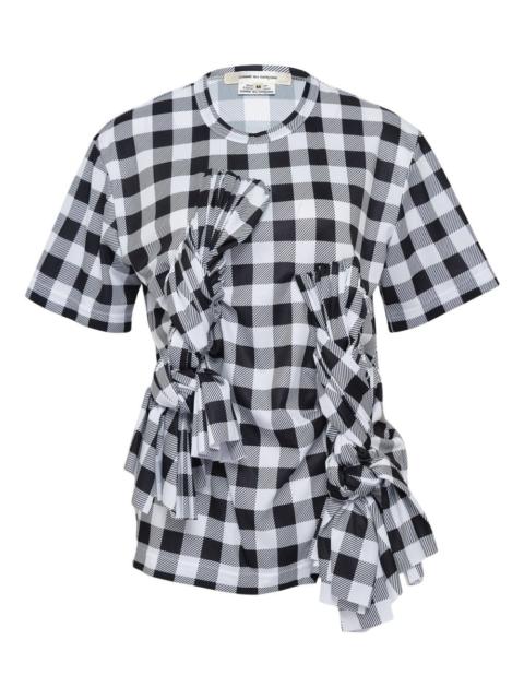 gingham-pattern ruffle-detail t-shirt